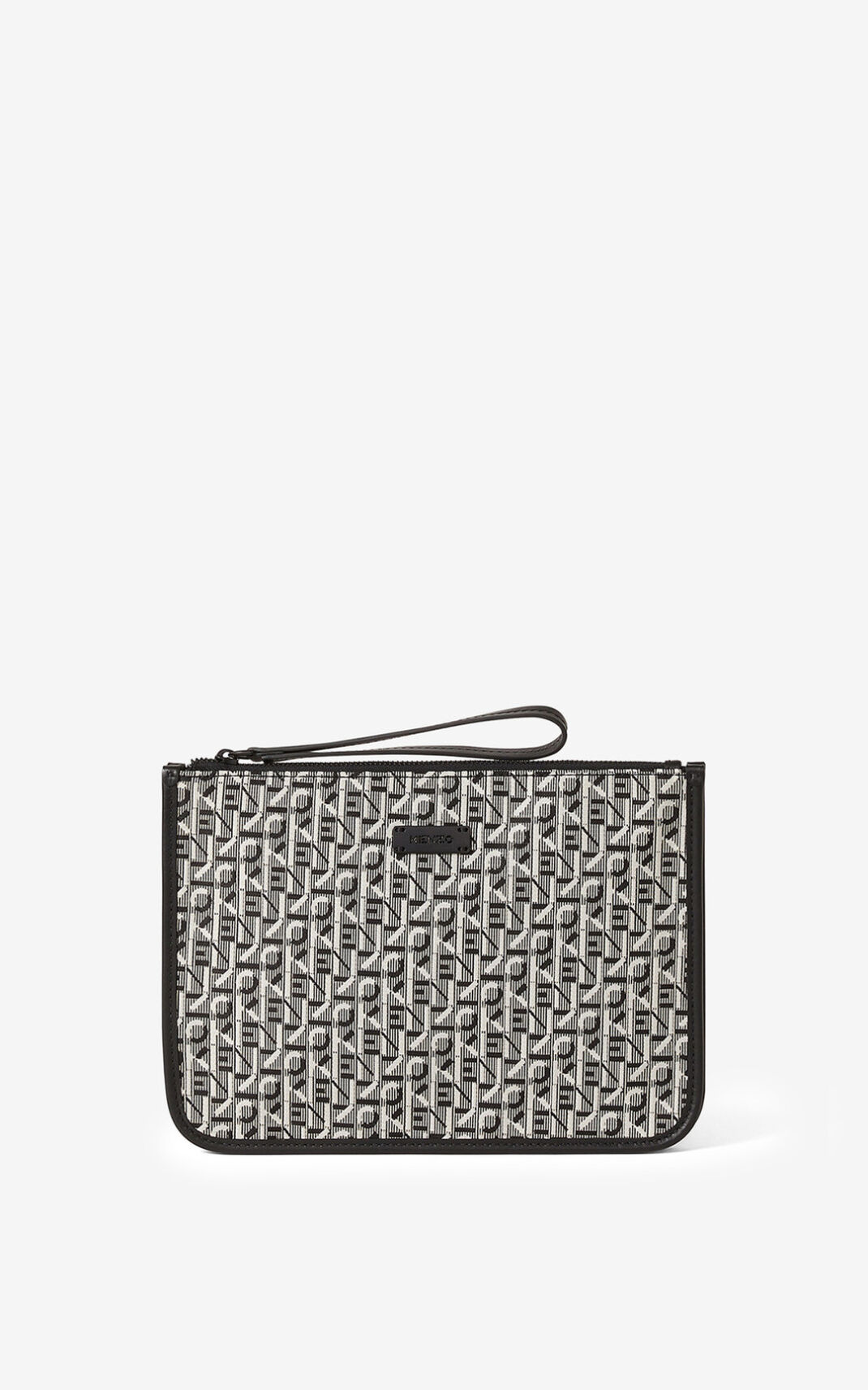 Kenzo Courier gusseted jacquard Clutch Grey For Mens 3746EVCAY